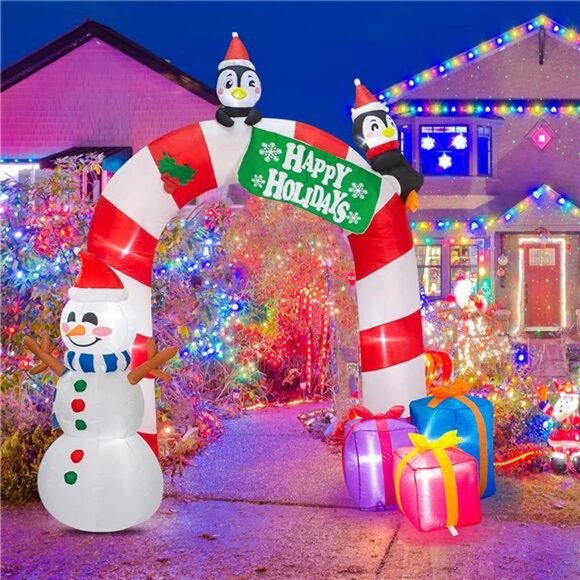 8 FT Inflatable Fun Snowman Penguin Gift Box Christmas Decorations - Picture 5 of 6